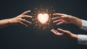 恋愛における「返報性の原理」の崩壊を象徴的に描いた画像。愛情のキャッチボールが成立せず、女性の心が冷めていく心理的防衛本能の状態を表現。